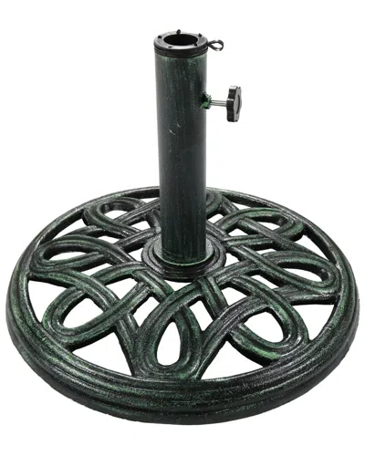 Sunnydaze Heavy-duty Round Cast Iron Outdoor Patio Umbrella Base Stand In Green