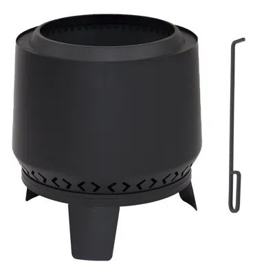 Sunnydaze Heavy-duty Steel Smokeless Fire Pit - Includes Protective Pvc Cover And Poker - 21-inch H - Black