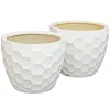 Sunnydaze Honeycomb Pattern Ceramic Planter - 11.25" Round - White - 2-pack