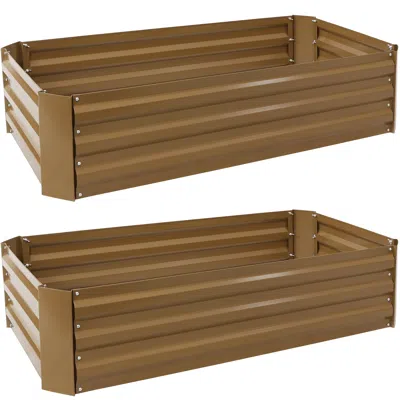 Sunnydaze Hot Dip Galvanized Steel Raised Garden Beds For Plants, Vegetables, And Flowers - 48" L X 11.75" H -