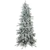 SUNNYDAZE INDOOR ARTIFICIAL UNLIT SLIM CHRISTMAS TREE WITH METAL STAND AND HINGED BRANCHES - 7' - FLOCKED