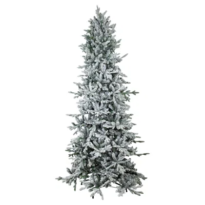 Sunnydaze Indoor Artificial Unlit Slim Christmas Tree With Metal Stand And Hinged Branches - 8' - Flocked