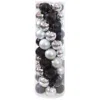 Sunnydaze Indoor Christmas Holiday Tree Shatterproof Bulb Ornaments With String - 63.5 Mm - Black And Silver -