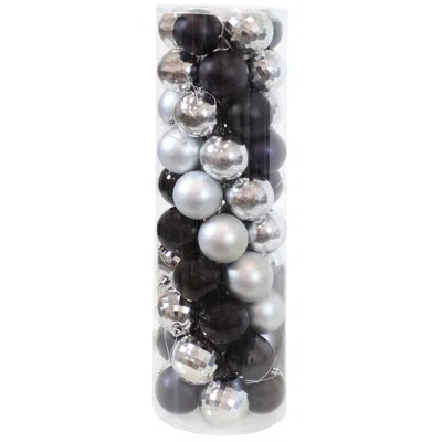 Sunnydaze Indoor Christmas Holiday Tree Shatterproof Bulb Ornaments With String - 63.5 Mm - Black And Silver -