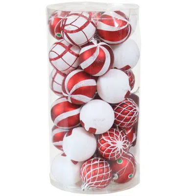 Sunnydaze Indoor Christmas Holiday Tree Shatterproof Glitter Ball Ornaments With Hooks - 2" - 30pc