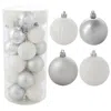 SUNNYDAZE INDOOR CHRISTMAS HOLIDAY TREE SHATTERPROOF MERRY MEDLEY BALL ORNAMENTS WITH HOOKS - 24PC