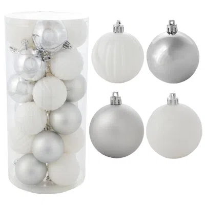 Sunnydaze Indoor Christmas Holiday Tree Shatterproof Merry Medley Ball Ornaments With Hooks - 24pc