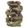 Sunnydaze Indoor Decorative Calming 5-step Rock Falls Waterfall Tabletop Water Fountain With Led Lights - 14"