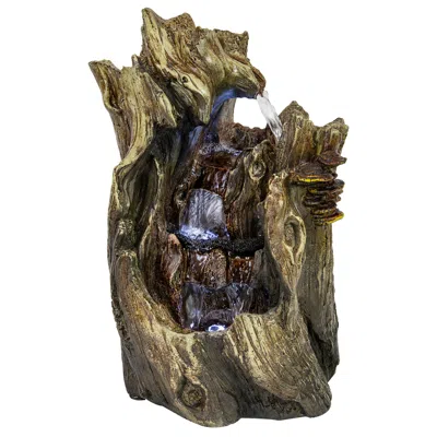Sunnydaze Indoor Home Decorative Cascading Caves Waterfall Tabletop Water Fountain With Led Lights - 14"