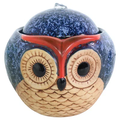 Sunnydaze Indoor Home Office Decorative Smooth Glazed Ceramic Owl Tabletop Water Fountain Feature - 7" In Multi