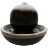 Sunnydaze Indoor Home Office Tabletop Modern Orb Smooth Glazed Ceramic Water Fountain Feature - 7" - Dark Brow