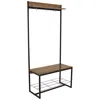 Sunnydaze Indoor Industrial-style Hall Tree Bench With Coat/shoe Rack - Mdp Shelves With Powder-coated Steel F