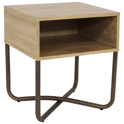 Sunnydaze Indoor Industrial-style Nightstand With Open Shelf - Mdp - Brown