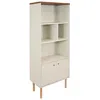 Sunnydaze Indoor Mid-century Modern 5-shelf Bookshelf With Storage Cabinet - Latte