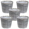 Sunnydaze Indoor Poplar Wicker Planters With Plastic Liners - Gray - Set Of 5