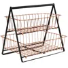 Sunnydaze Indoor Rectangle Iron 2-tier Decorative Storage Basket For Kitchen Countertop - Copper