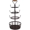 Sunnydaze Indoor Round 4-tier Iron Coffee Mug Tree With 12 Hooks - Dark Brown - 23"
