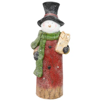 Sunnydaze Indoor Rustic Frosty With Gift With Battery-operated Led Lights Winter Holiday Statue Decoration - 2