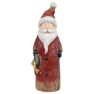 Sunnydaze Indoor Rustic Santa With Wreath With Battery-operated Led Lights Winter Holiday Statue Decoration -  In Brown