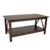 Sunnydaze Indoor Solid Pine Coffee Table With Storage Shelf - Dark Brown - 43.5"