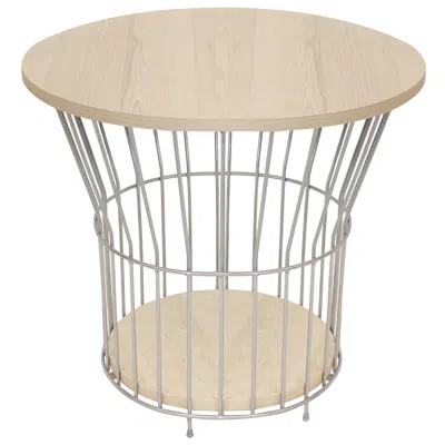 Sunnydaze Indoor Steel Wire Pedestal End Table With Mdf Pull-open Tabletop - 17.25" H