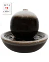 Sunnydaze Indoor Home Office Tabletop Modern Orb Smooth Glazed Ceramic Water Fountain Feature - 7" - Dark Brow In Brown