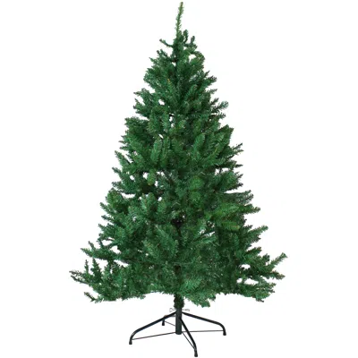 Sunnydaze Indoor Unlit Faux Tannenbaum Slim Holiday Evergreen Christmas Tree With Hinged Branches - 5' - Green