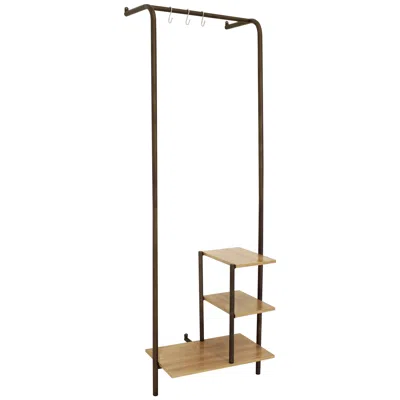 Sunnydaze Indoor Wall-mounted Garment Hanging Rack With Shelves - Mdp Shelves With Powder-coated Steel Frame -