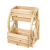 Sunnydaze Indoor/outdoor 2-tiered Rustic Fir Wagon Wheel Planter - 19" W X 14.75" D X 23.5" H