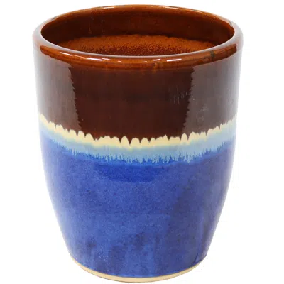 Sunnydaze Indoor/outdoor Captivating Vista Decorative Glazed Ceramic Planter For Greenery Or Flowers - 14"