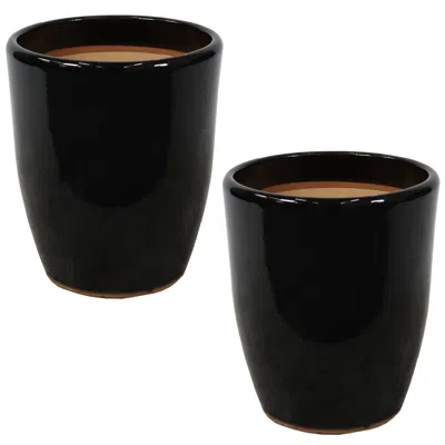 Sunnydaze Indoor/outdoor Captivating Vista Decorative Glazed Ceramic Planters For Greenery Or Flowers - 11.5" In Black