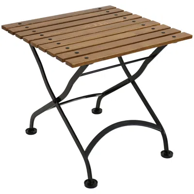 SUNNYDAZE INDOOR/OUTDOOR CHESTNUT WOOD FOLDING SQUARE PATIO ACCENT SIDE TABLE - 20"