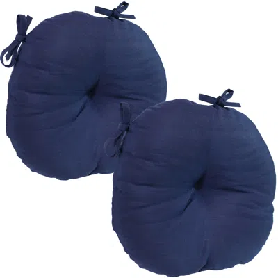Sunnydaze Indoor/outdoor Cozy Olefin Replacement Round Patio Bistro Chair Seat Cushion - 15" - 2pk In Blue