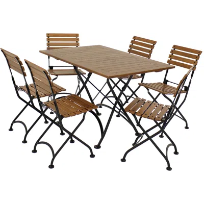 Sunnydaze Deluxe European Chestnut 5pc Folding Bistro Dining Table And Chair Set In Brown