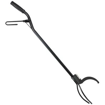 Sunnydaze Indoor/outdoor Fireplace Or Fire Pit Heavy-duty Steel Spring Lever Firewood Log Grabber Tool - 36" -