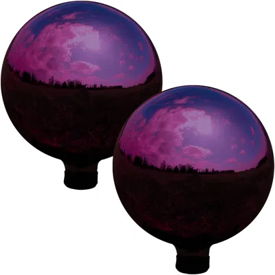 Sunnydaze Indoor/outdoor Gazing Globe Glass Mirror Balls With Stainless Steel Finish - 10" Diameter - 2-pack