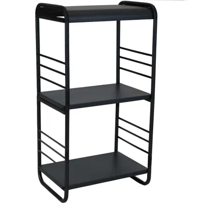 Sunnydaze Indoor/outdoor Iron And Steel Modern Rounded Edge Fire Pit Or Fireplace Firewood Log Rack Storage -3 In Black