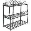 Sunnydaze 3-tier Plant Stand Iron Metal Shelves With Decorative Scroll Edging