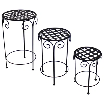 Sunnydaze 3-piece Metal Iron Plant Stand Set In Black