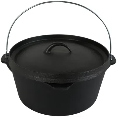 Sunnydaze Indoor/outdoor Large Pre-seasoned Cast Iron Dutch Oven Pot With Lid And Handle - 8 Qt - Black