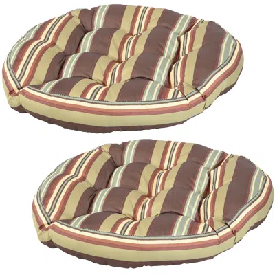 Sunnydaze Indoor/outdoor Large Round Tufted Floor Meditation Or Chair Cushion - 22" - 2pk In Brown