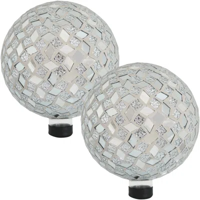 Sunnydaze Indoor/outdoor Mirrored Diamond Mosaic Gazing Globe Ball For Lawn, Patio Or Indoors - 10" Diameter -