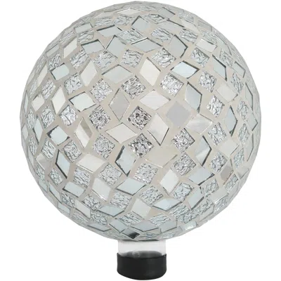 Sunnydaze Indoor/outdoor Mirrored Diamond Mosaic Gazing Globe Glass Garden Ball - 10" Diameter - Silver - 1 Gl