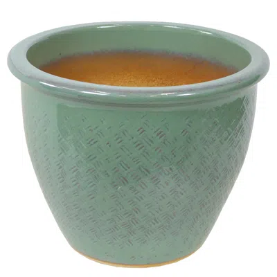 Sunnydaze Indoor/outdoor Ocean Villa Decorative Glazed Ceramic Planter For Greenery Or Flowers - 15"