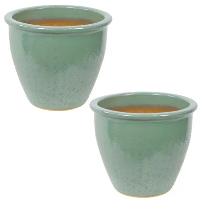 Sunnydaze Indoor/outdoor Ocean Villa Decorative Glazed Ceramic Planters For Greenery Or Flowers - 11.75"