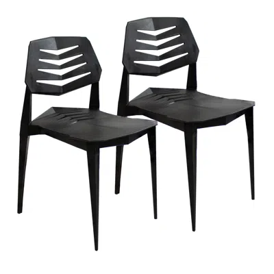 Sunnydaze Indoor/outdoor Plastic Dining Chair For The Kitchen, Patio, Deck, Or Porch - Black - 32" - 2pk