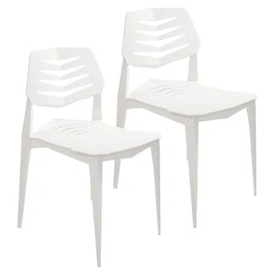 Sunnydaze Indoor/outdoor Plastic Dining Chair For The Kitchen, Patio, Deck, Or Porch - White - 32" - 2pk