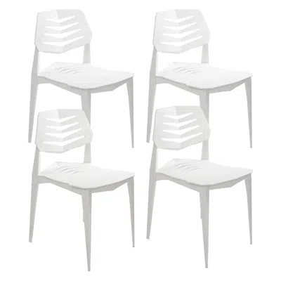 Sunnydaze Indoor/outdoor Plastic Dining Chair For The Kitchen, Patio, Deck, Or Porch - White - 32" - 4pk