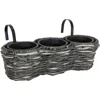 Sunnydaze Indoor/outdoor Polyrattan Over-the-rail Tri-planter With 3 Round Black Plastic Liners