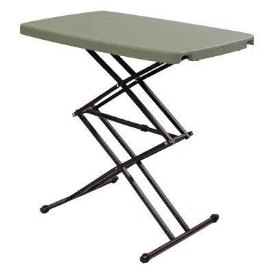 Sunnydaze Indoor/outdoor Rectangular Patio Table With Adjustable Legs And Plastic Top - 29.5" - Gray In Green